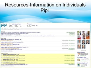 Resources-Information on Individuals Pipl 