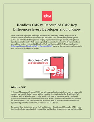 Headless CMS vs Decoupled CMS: Key Differences Every Developer Should ...