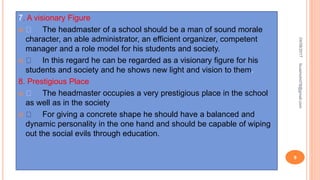 Head Master Duties And Responsibilities