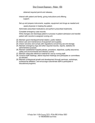 Head Nurse Job Description