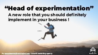 “Head of experimentation”
A new role that you should deﬁnitely
implement in your business !
By www.thegrowthrevolution.com - Growth marketing agency
 