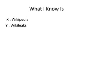 What I Know Is X : WikipediaY : Wikileaks