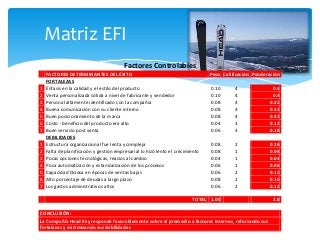 Matriz EFI
                                         Factores Controlables
    FACTORES DETERMINANTES DEL ÉXITO            ...