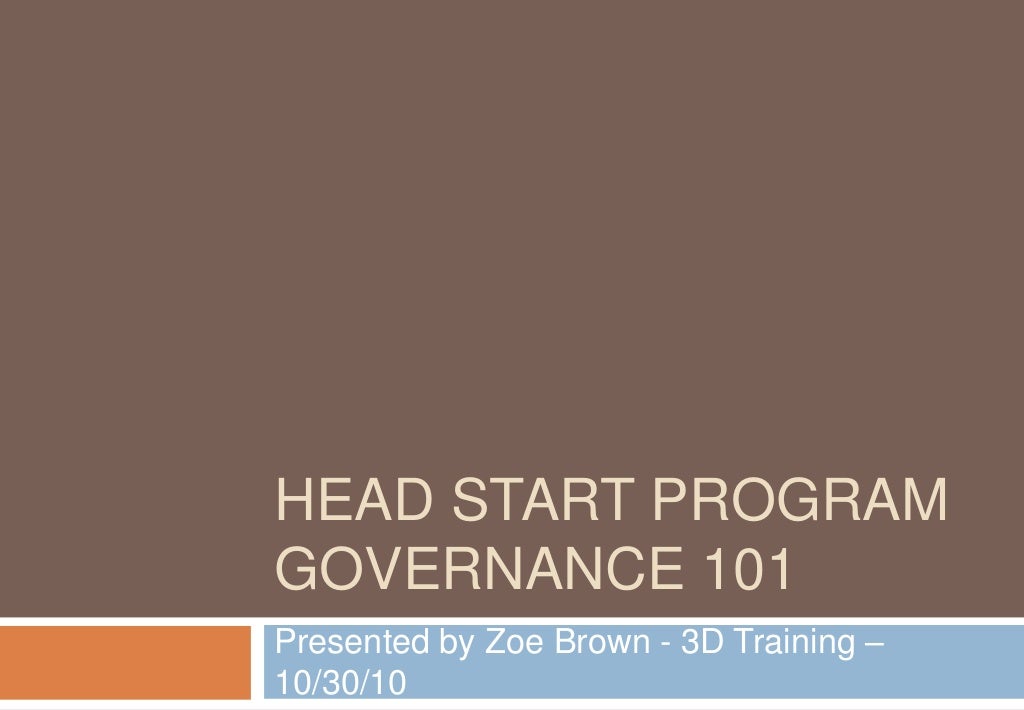 Head Start Program Governance Training 101