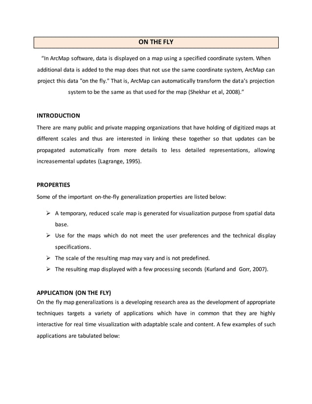 Heads up digitization ON THE FLY GIS PDF