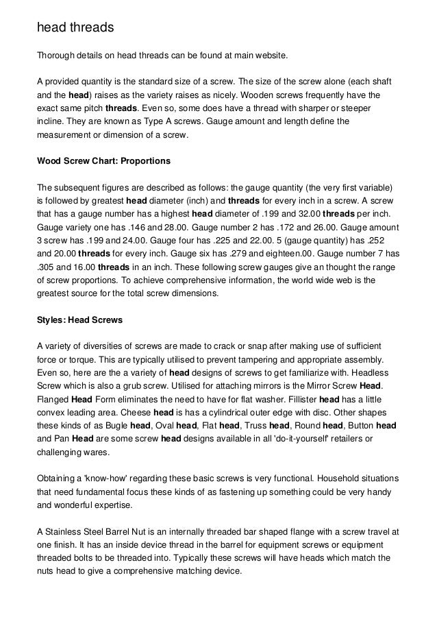 Screw Head Styles Chart