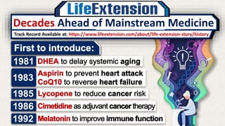 Decades
Track Record Available at: https://www.lifeextension.com/about/life-extension-story/history
1981
1985
1986
1992
19...