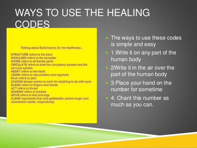 Healing codes to cure yourself
