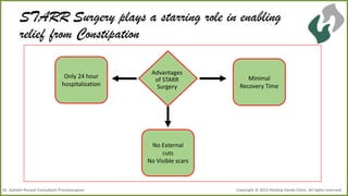 STARR Surgery plays a starring role in enabling
relief from Constipation
Only 24 hour
hospitalization

Advantages
of STARR
Surgery

Minimal
Recovery Time

No External
cuts
No Visible scars

Dr .Ashwin Porwal-Consultant Proctosurgeon

Copyright © 2013 Healing Hands Clinic. All rights reserved.

 
