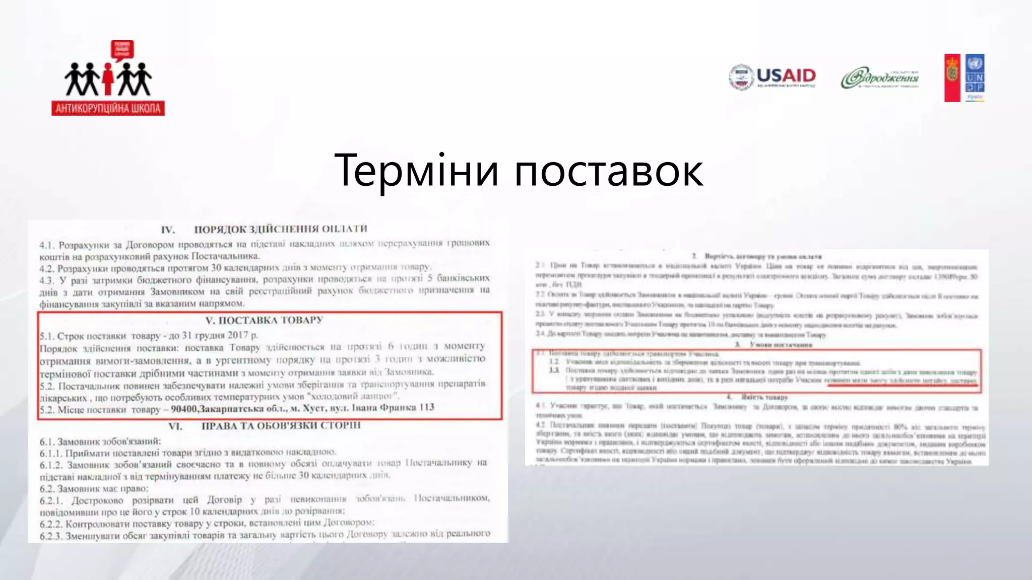 Терміни поставок
 