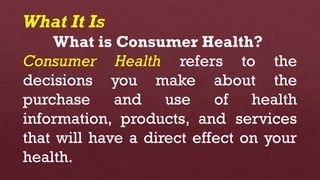 Consumer Health Module Grade 10 HEALTH - Q1 Module 1: Components of Consumer Health | PPTX
