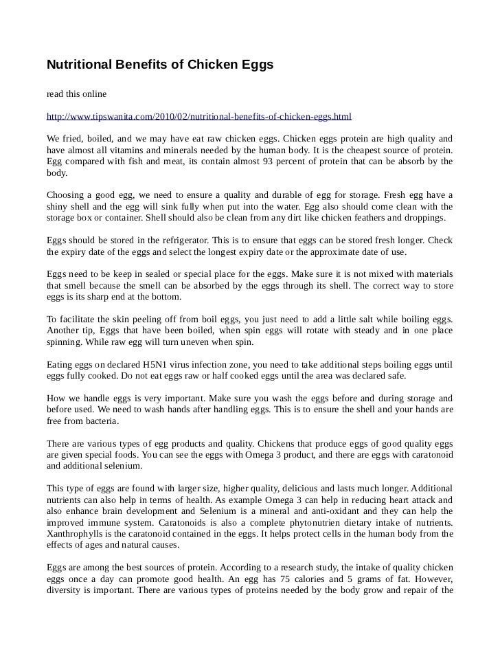 Nutritional Benefits of Chicken Eggs