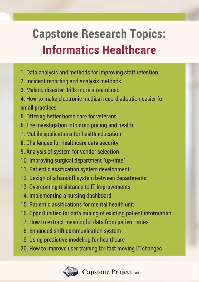 Health Informatics Capstone Project Ideas