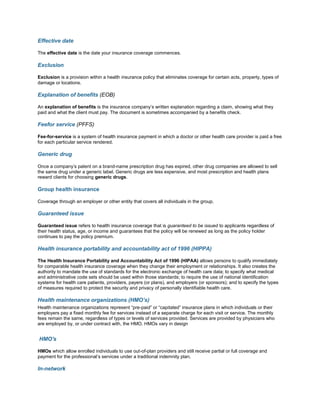 Health Insurance Glossary | PDF