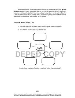 Grade 10 Health - Learning Material {Unit 1: Consumer Health} | PDF