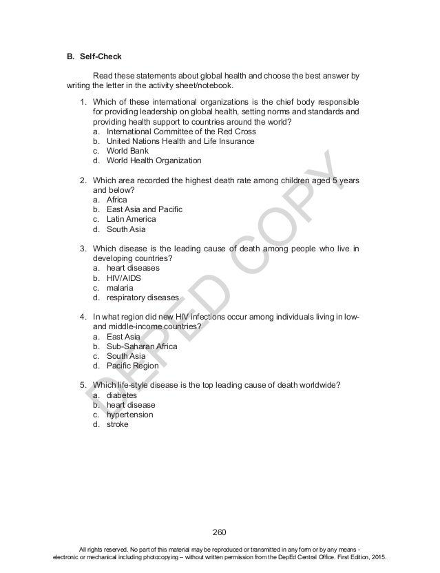 sheet mapeh grade in grade 10 Health