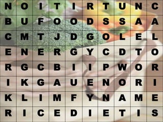 N O I T I R T U N C
B U F O O D S S A A
C M T J D G O L E L
E N E R G Y C D T O
R G C B I I P W O R
I K G A U E N O R I
K L I M F Y N A M E
R I C E D I E T I S
 