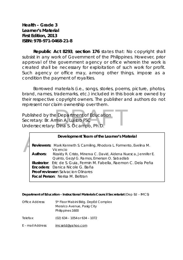 Grade 3 Health Learners Module