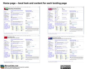 Home page – local look and content for each landing page
 