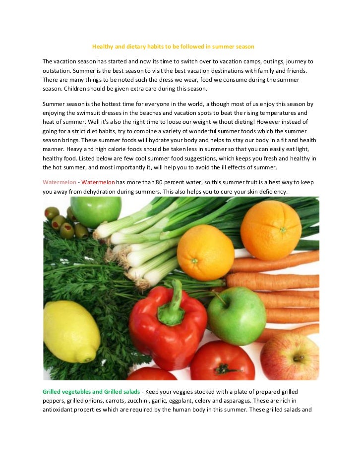 Healthy Food Habits In Summer Season Health and dietary habits to be followed in summer season