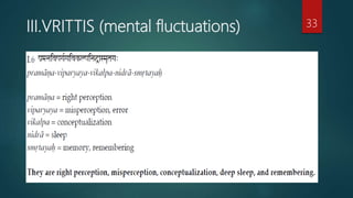 III.VRITTIS (mental fluctuations) 33
 