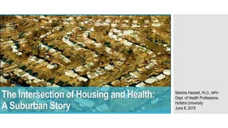 The Intersection of Housing and Health:
ASuburban Story
Martine Hackett, Ph.D., MPH
Dept. of Health Professions,
Hofstra University
June 8, 2015
 