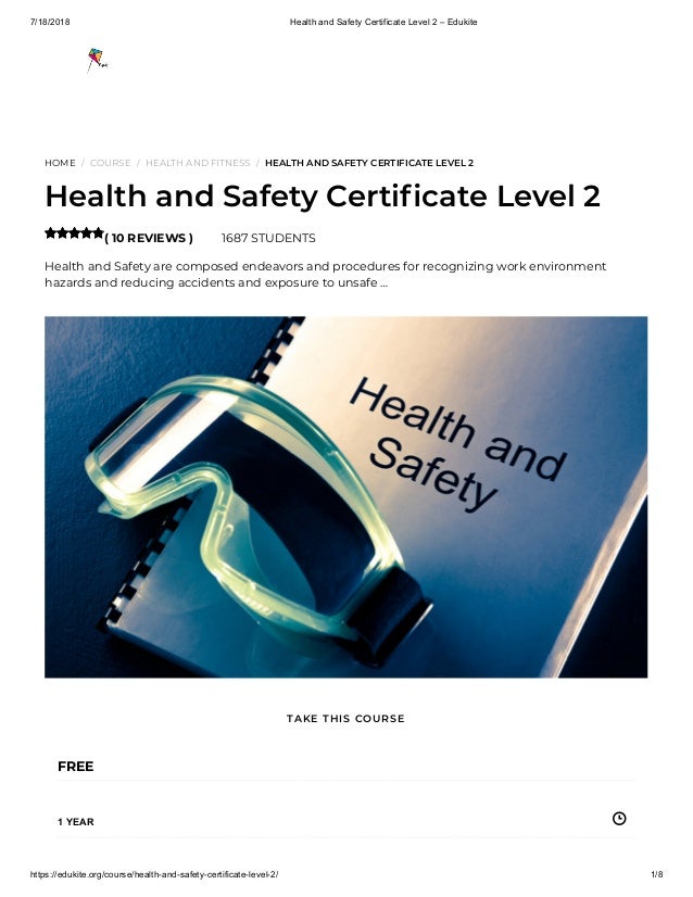 Health and Safety Certificate Level 2 Edu Kite