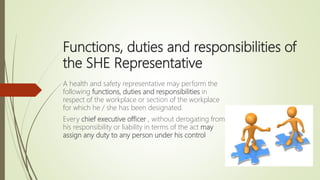 Health And Safety Duties