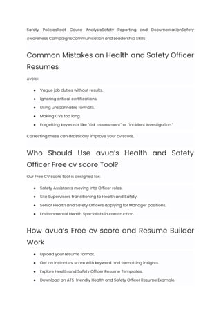 Health And Safety Officer Resume Examples & Writing Guide for 2025 | PDF