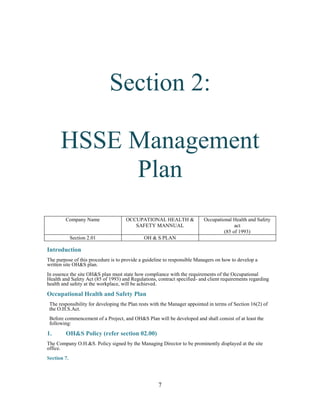 Health and safety plan generic | DOCX