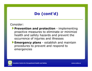 Hazard Prevention Programs And Ohs Management Systems