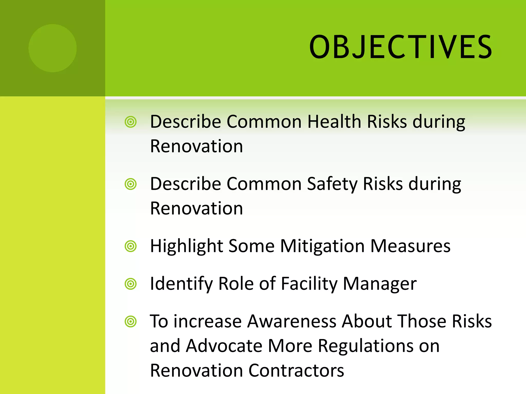 Health and safety risks in buildings renovation project | PPTX