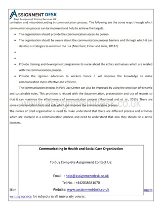 Effective Communication in Health and Social Care Organization | PDF