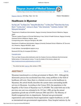 Health and Sustainable Development in Myanmar | PDF