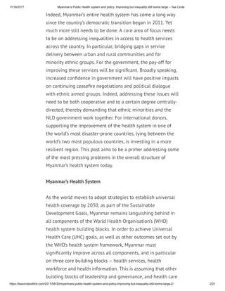 Health and Sustainable Development in Myanmar | PDF