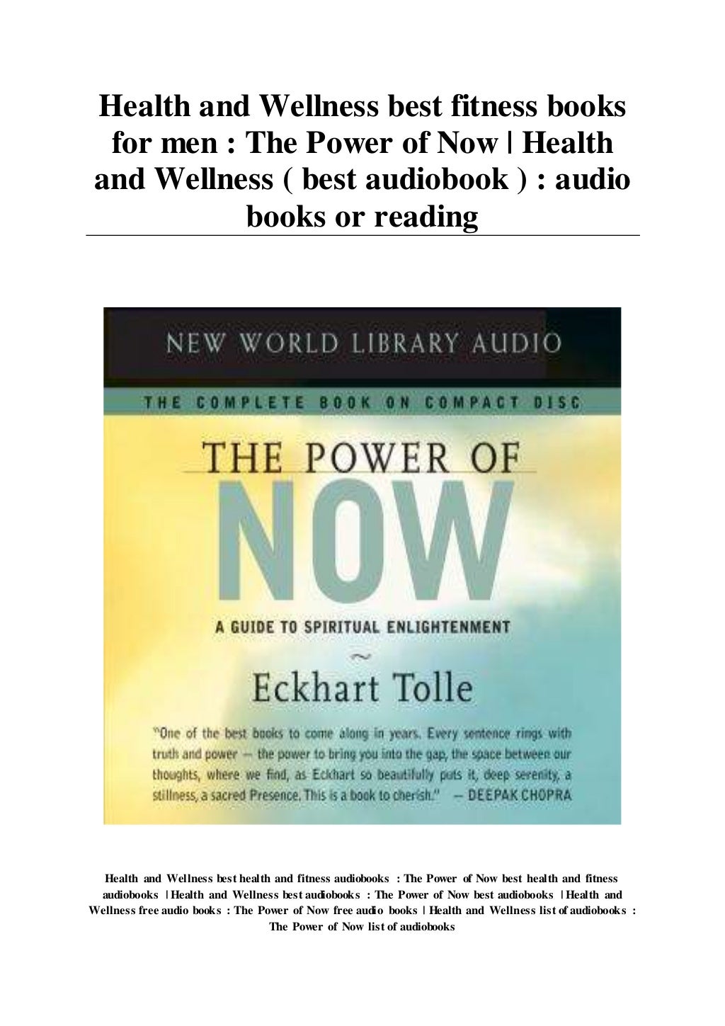 Health and Wellness best fitness books for men The Power of Now