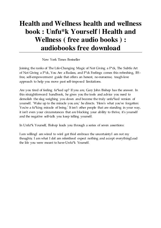 Health and Wellness health and wellness book Unfu*k Yourself Health and Wellness ( free