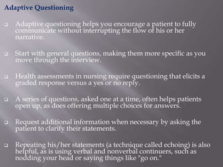 Physical Assessment including history taking and physical examination ...