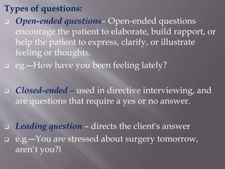 Open Ended Questions Examples Medical Physical Assessment including history taking and physical examination ...