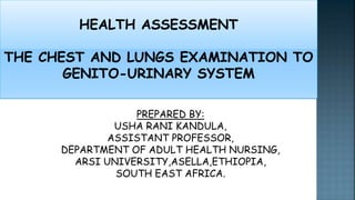 PREPARED BY:
USHA RANI KANDULA,
ASSISTANT PROFESSOR,
DEPARTMENT OF ADULT HEALTH NURSING,
ARSI UNIVERSITY,ASELLA,ETHIOPIA,
SOUTH EAST AFRICA.
 
