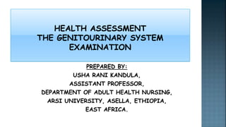 PREPARED BY:
USHA RANI KANDULA,
ASSISTANT PROFESSOR,
DEPARTMENT OF ADULT HEALTH NURSING,
ARSI UNIVERSITY, ASELLA, ETHIOPIA,
EAST AFRICA.
 