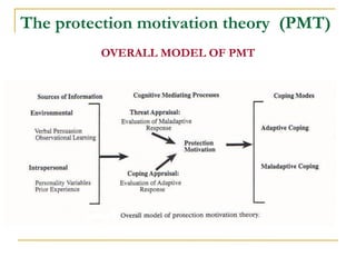 The protection motivation theory (PMT) 
COGNITIVE MEDIATING PROCESSES OF PMT  