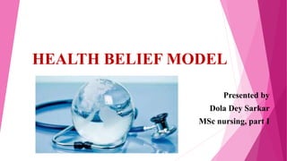 HEALTH BELIEF MODEL
Presented by
Dola Dey Sarkar
MSc nursing, part I
 