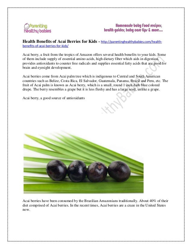 Health benefits of acai berries for kids