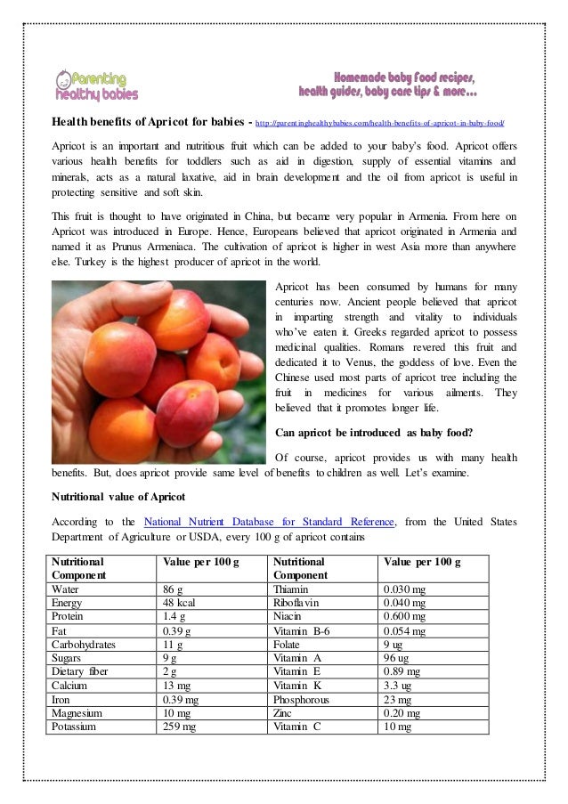 Health benefits of apricot for babies