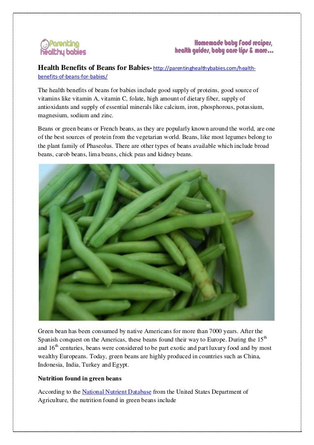 Health benefits of Beans for babies