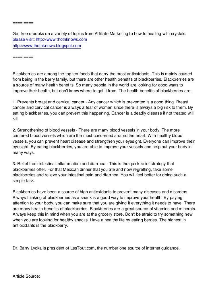 Health Benefits of Blackberries