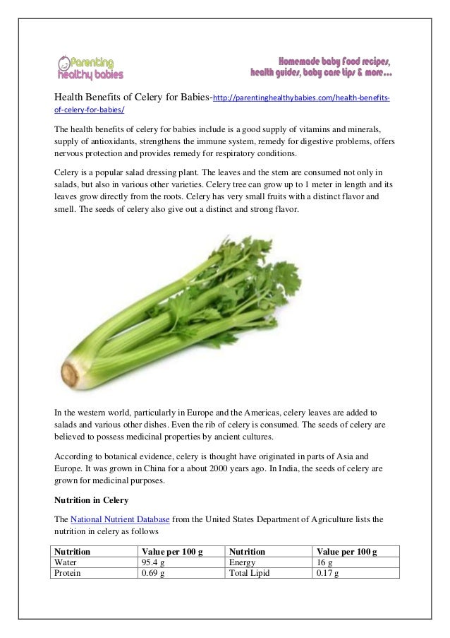 Health benefits of celery for babies