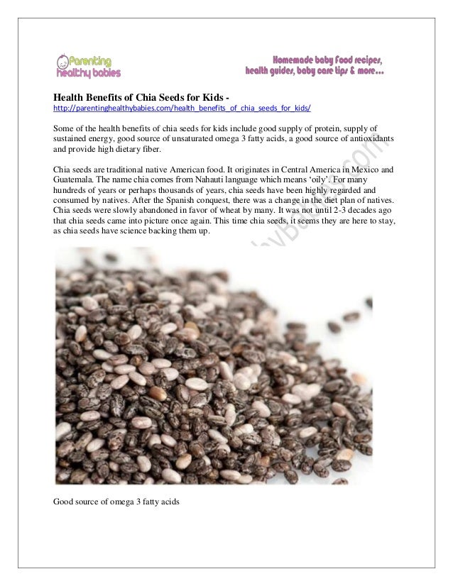 Health benefits of Chia seeds for kids