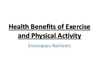 Health Benefits of Exercise
and Physical Activity
Encompass Nutrients
 